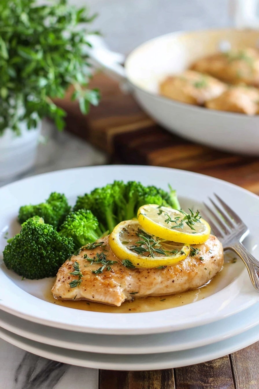 lemon garlic chicken - The image shows several cooked chicken pieces, each topped with a small lemon slice and sprinkled with chopped green herbs. The chicken has a shiny, slightly browned surface with a light golden color and some black pepper visible. There is a light sauce around the chicken, which adds a glossy look and pools gently under the pieces. The background is a white marbled texture. Photo taken with an iphone --ar 2:3 --v 7