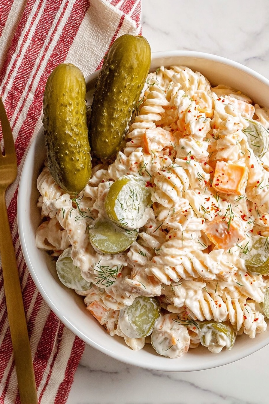 Dill Pickle Pasta - Serving Suggestion