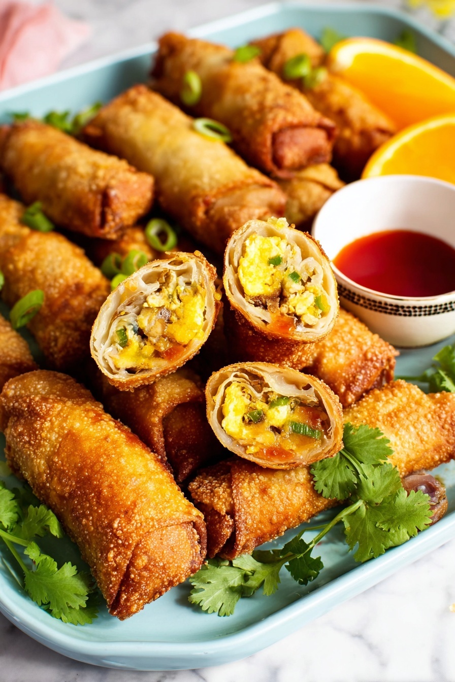 Breakfast Egg Rolls - Serving Suggestion