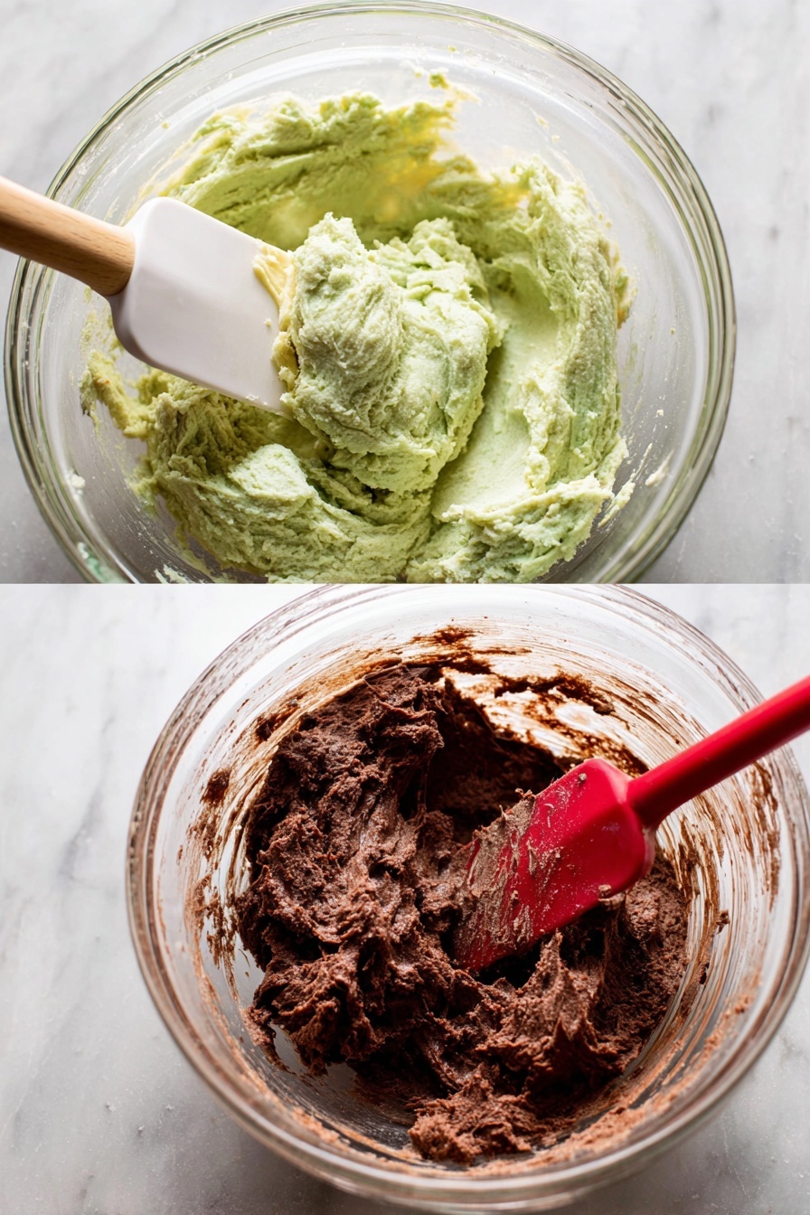 A white plate holds a stack of square cookies arranged in a loose pile. Each cookie has a checkerboard pattern with alternating dark brown and pale green squares, creating a neat grid of four squares by four squares on each cookie. The cookies have a slightly rough texture sprinkled with coarse sugar crystals, which sparkle on top. One cookie near the front has a small bite taken, revealing a soft, moist inside with the same checker colors. The plate rests on a white marbled surface, adding a clean, light background to the rich colors of the cookies. photo taken with an iphone --ar 2:3 --v 7
