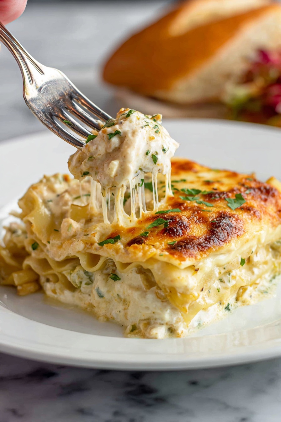 A shiny silver pan on a white marbled surface holds three layers of food: the bottom layer is light pink cooked shrimp arranged around the edge of the pan, the middle layer is white crab meat placed in the center, and the top layer is finely chopped bright green parsley sprinkled over the crab meat. To the left of the pan, there is a small bunch of fresh green parsley, and to the right, a red and white checkered cloth is partially visible. Photo taken with an iphone --ar 2:3 --v 7