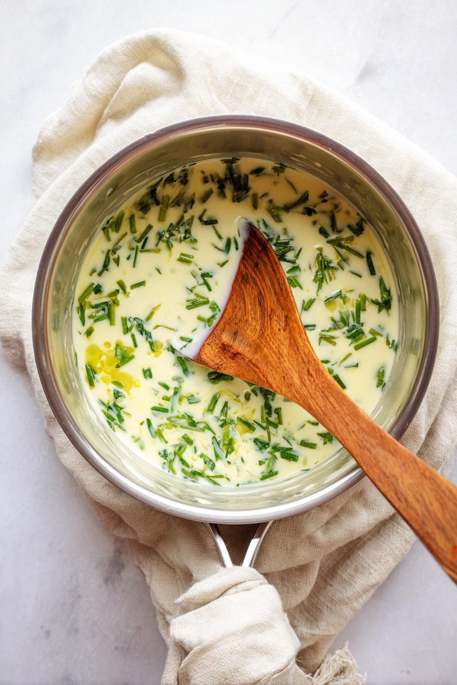 A white bowl filled with a creamy pale yellow mashed potato mixture that has a smooth yet slightly textured surface. The top layer shows a small square of melted butter sitting in the center, surrounded by a pool of yellow melted butter with a shiny, liquid texture. Scattered on top are thin slices of green onions adding bright green color contrast. There are also visible specks of black pepper sprinkled across the mashed potatoes. The bowl sits on a white marbled surface. photo taken with an iphone --ar 2:3 --v 7